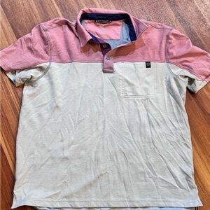 Chaps Two-Tone Polo Shirt in Pink and Gray